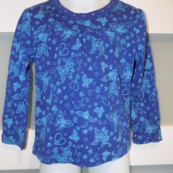 The Children's Place Other - The Children's Place Blue Hearts/Flowers Long Sleeve Shirt Size 4 Girl's NEW